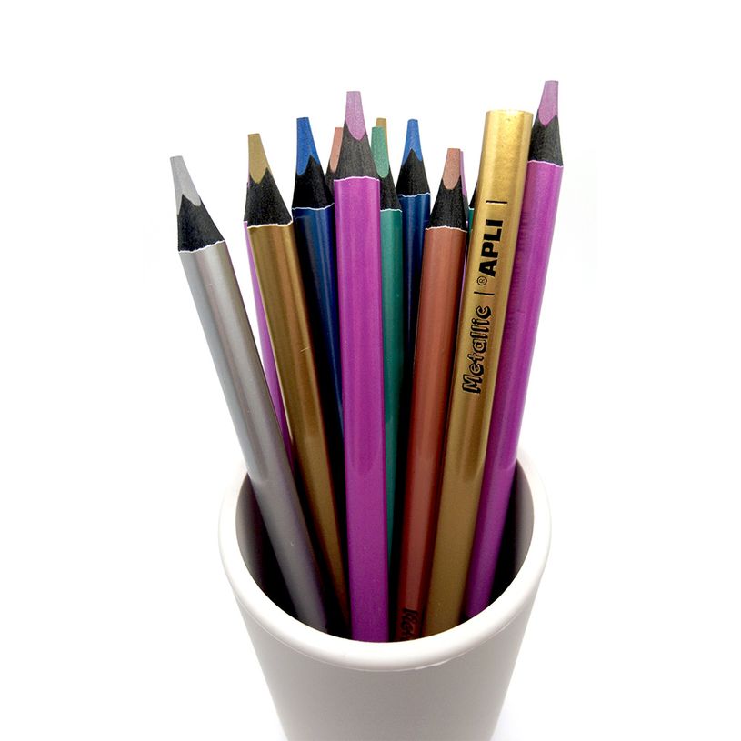 8410782175155-Apli Agipa - Crayon de couleur triangulaire Jumbo - rose métallique--3