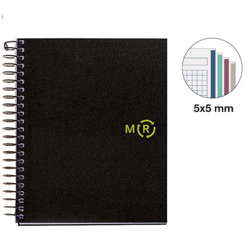 8422593060407-Miquelrius Eco Design - Cahier de notes - reliure à spirale - A6 (105 x 148 mm) - 100 feuilles / 200 pages - petits carreaux - black ec-P_620557_1-0