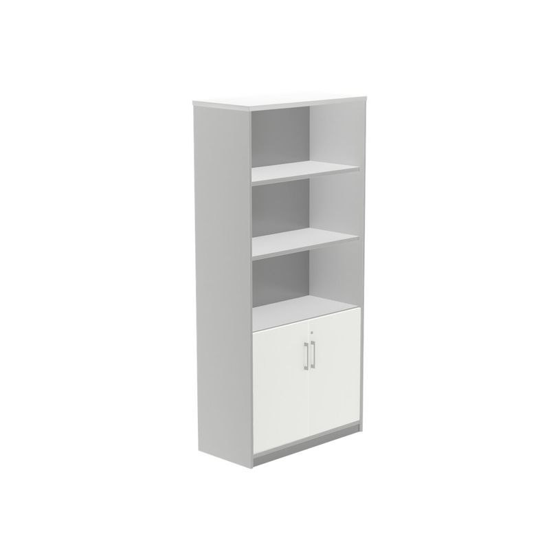 8427951996244-rocada STORE - Bibliothèque - 4 étagères - 2 portes - mélamine - blanc, aluminium-P_622397_1-0