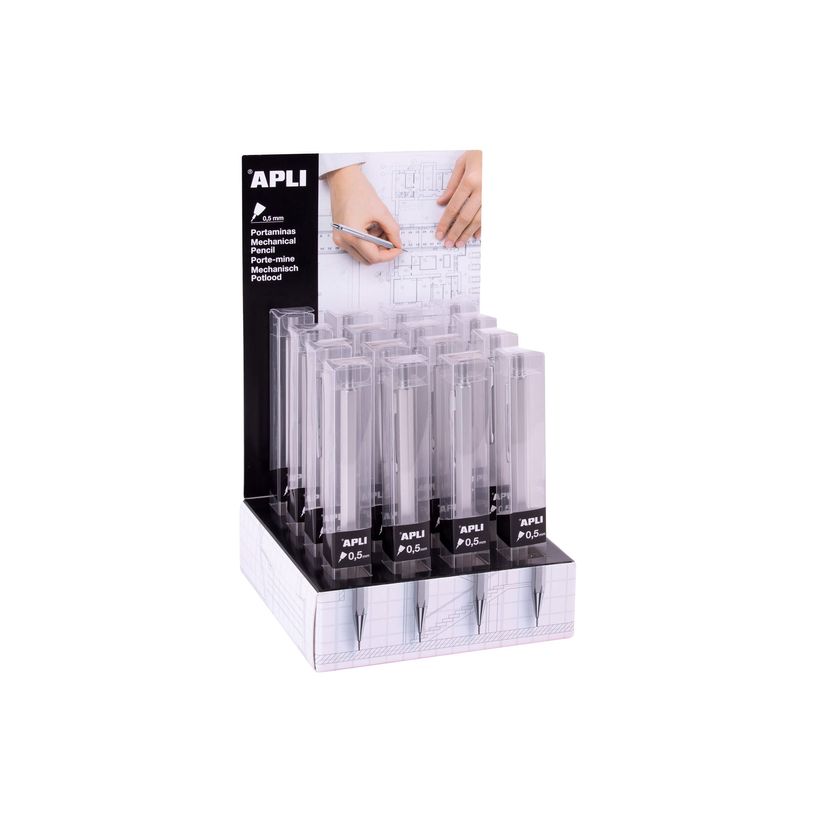 8410782185147-APLI - Porte-mine - 0.5 mm - rétractable - avec gomme (pack de 16)-P_669953_4-2