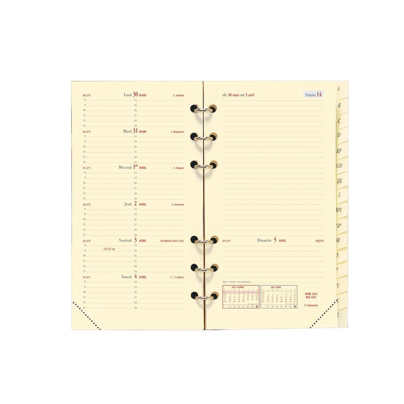 3371010161270-Recharge pour organiseur Timer 17 Pocket - 1 semaine sur 2 pages - 9 x 17 cm - papier ivoire -P_670008_2-0