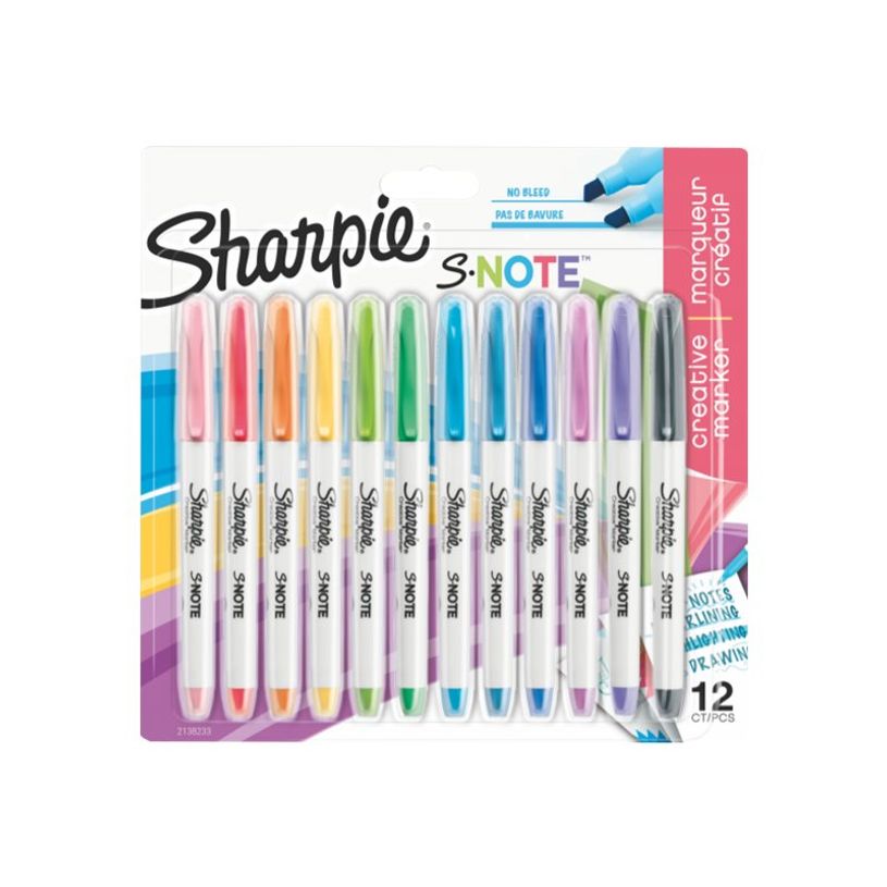 3026981382338-Sharpie S-Note - 12 marqueurs - couleurs assorties-P_671578_1-0