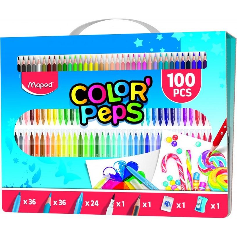 3154149070039-Maped Color'Peps - Feutre, crayon de couleur, set de crayons et stylos - 100 pièces-P_672733_5-0