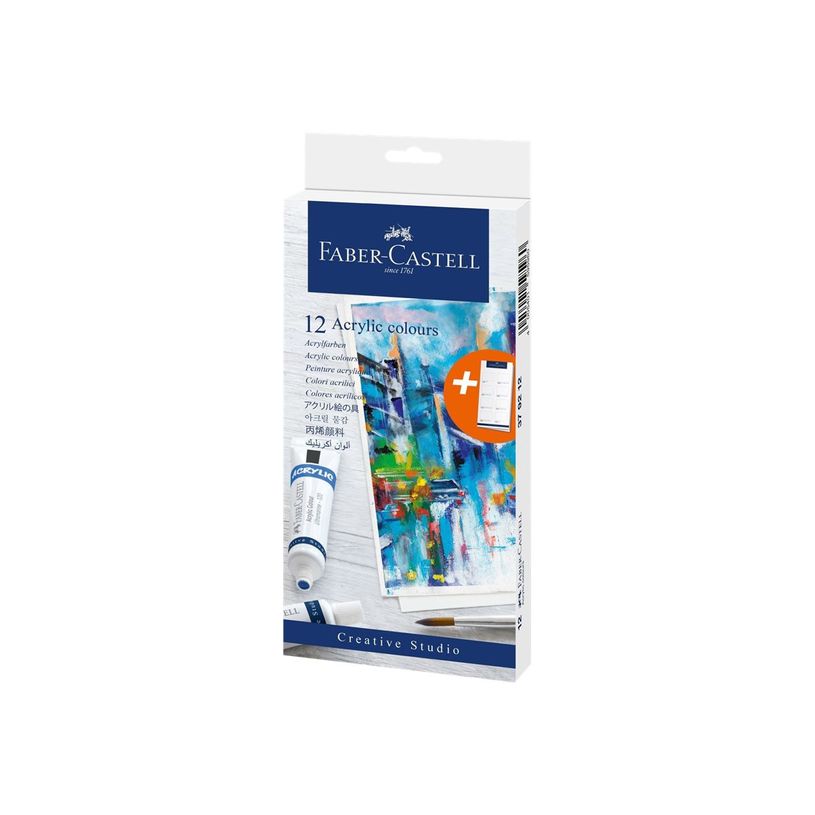 8901180792124-Faber-Castell Creative Studio - 12 Tubes de peinture acrylique - couleurs assorties - 20 ml-P_672741_3-0