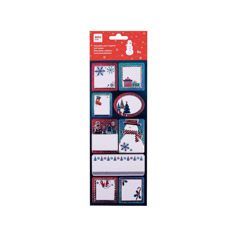 8410782188902-Apli kids - 9 étiquettes cadeau - 100 x 305 mm - Noël/bonhomme de neige-P_674862_3-0