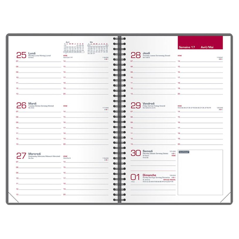 3147280191046-Agenda à élastique Office - 1 semaine sur 2 pages - 10 x 15 cm - gris/noir - Oxford-P_77031300_5-1