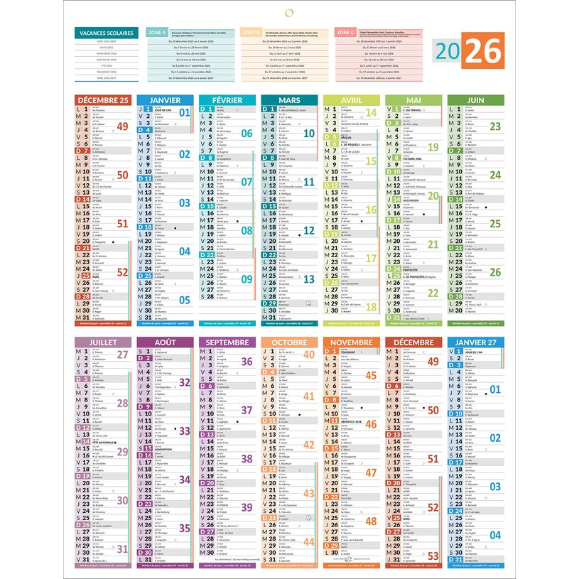 3592930026702-Calendrier bancaire année civile BOUCHUT "Carte de France" 43 x 55 cm 70 %--0