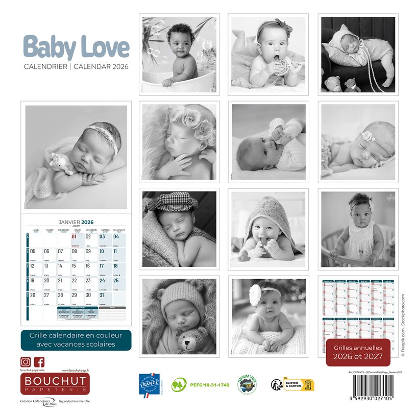 3592930027105-Calendrier illustré BOUCHUT 30 x 30 cm BABY LOVE 70 %--2