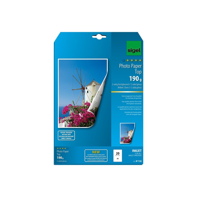 4004360998300-Sigel InkJet Top Photo Paper IP720 - papier photo - 20 feuille(s) - A4 - 190 g/m²-P_79001276_2-0