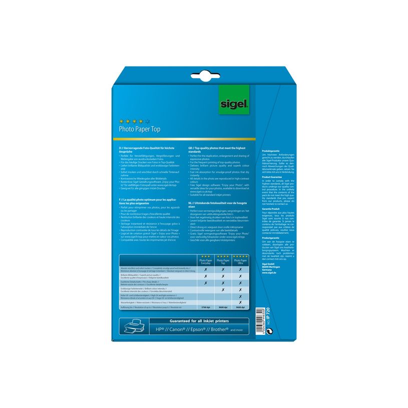 4004360998300-Sigel InkJet Top Photo Paper IP720 - papier photo - 20 feuille(s) - A4 - 190 g/m²-P_79001276_3-1