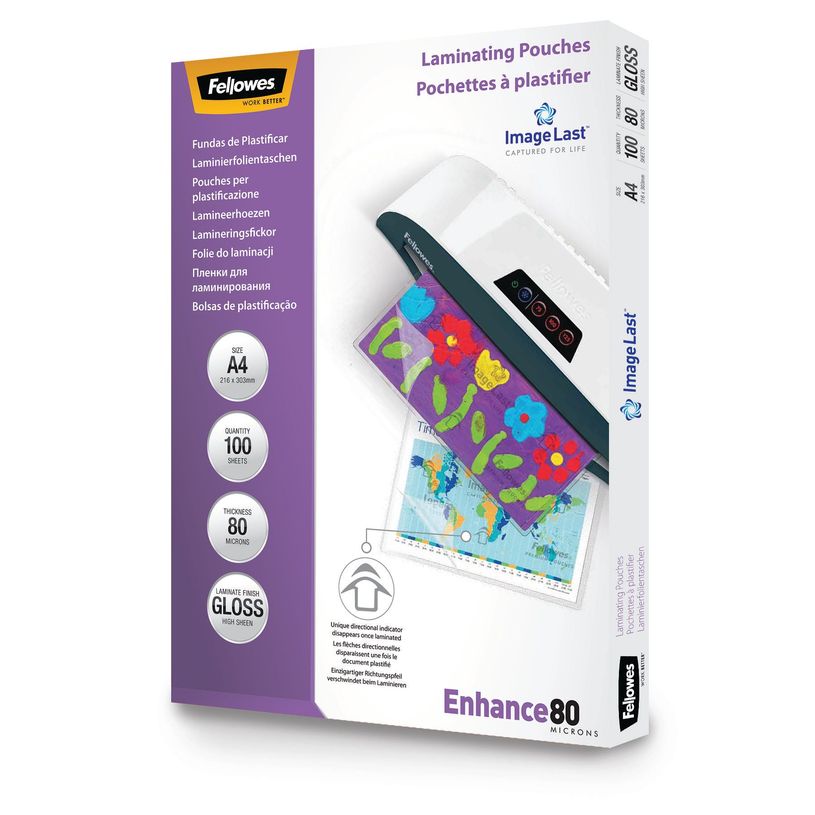 0077511530616-Fellowes - 100 pochettes de plastification A4 (216 x 303 mm) - 80 microns - brillantes -P_79140736_2-1
