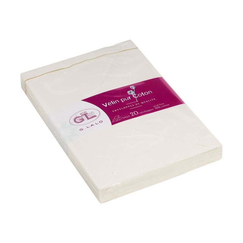 3140290210004-G.LALO Vélin pur Coton - 20 Enveloppes - 114 x 162 mm - crème-P_79140853_1-0