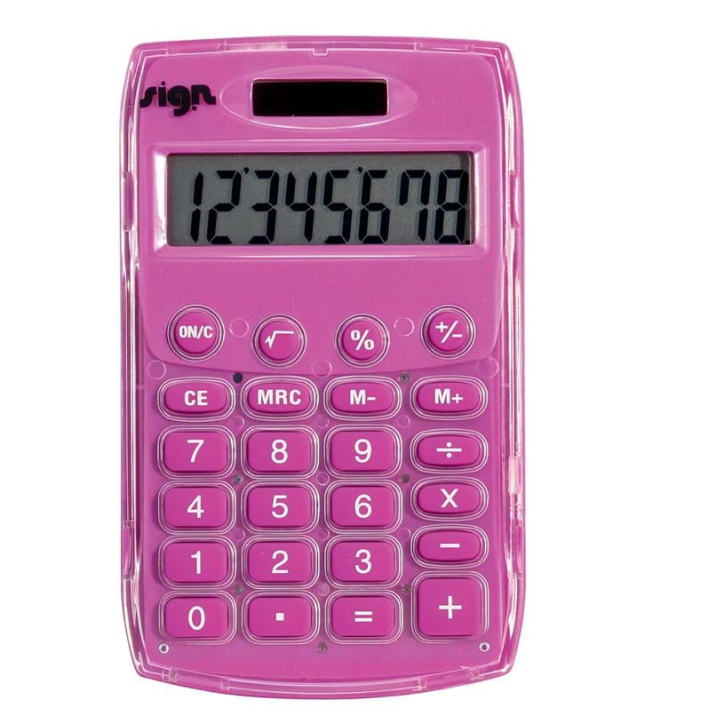 0400791417917-Carpentras Sign - Calculatrice de poche rose - 8 chiffres - solaire--0