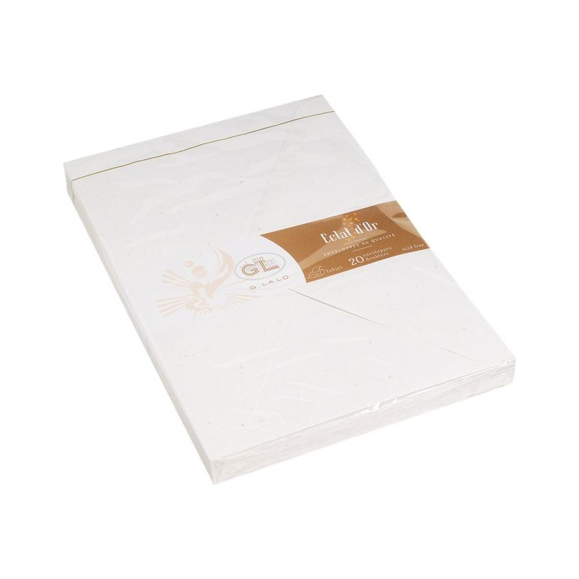 3140290207004-G.LALO Vergé de France - 20 Enveloppes -162 x 229 mm - blanc éclat d'or-P_79142452_1-0