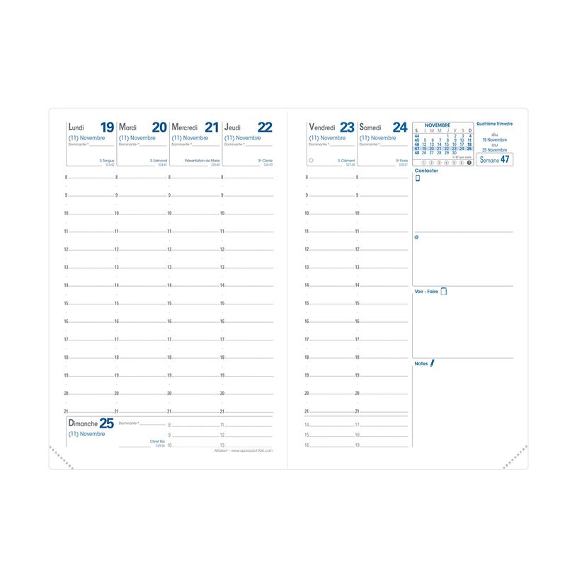 0000791430819-Agenda Impala Affaires avec répertoire - 1 semaine sur 2 pages - 10 x 15 cm - noir - Quo V-P_79143081_2-1