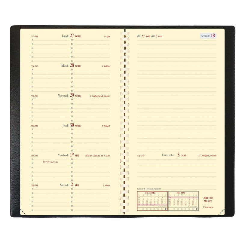 3371010448432-Agenda de poche spiralé Soho Italnote S - 1 semaine sur 2 pages - 8,8 x 17 cm - rouge - Qu-P_79143144_3-1