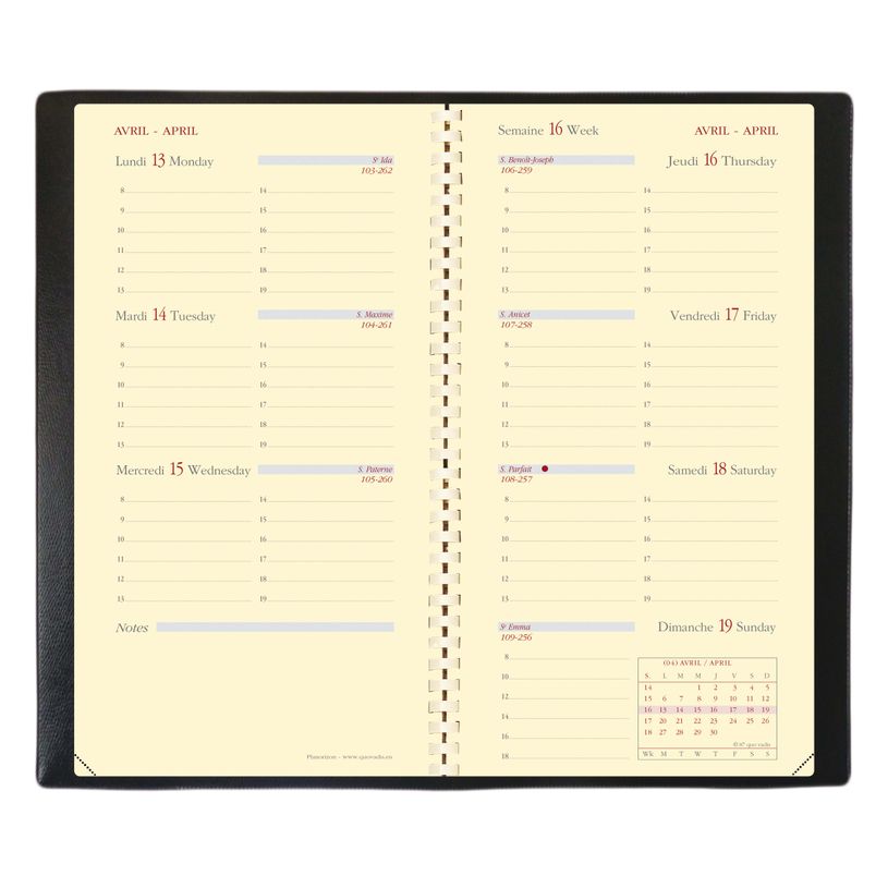 3371010448449-Agenda de poche Soho Planorizon - 1 semaine sur 2 pages - 8,8 x 17 cm - rouge - Quo Vadis-P_79143176_2-1