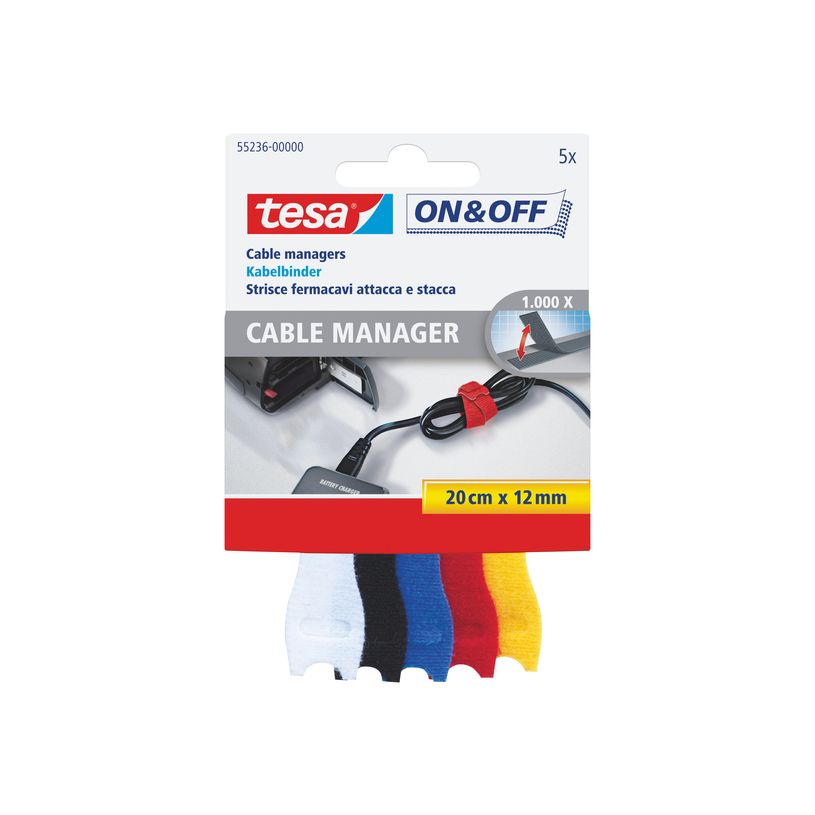 4042448859105-Tesa On & Off - 5 Attaches câble - noir, blanc, bleu, jaune, rouge - 20 cm-P_79143540_3-0