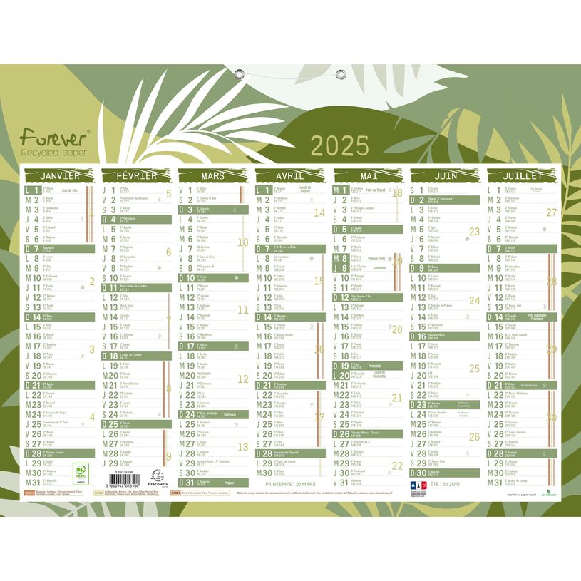 3660942016506-Calendrier recyclé Forever 7 mois par face - 33,5 x 43 cm - Exacompta-P_79146548_1-0