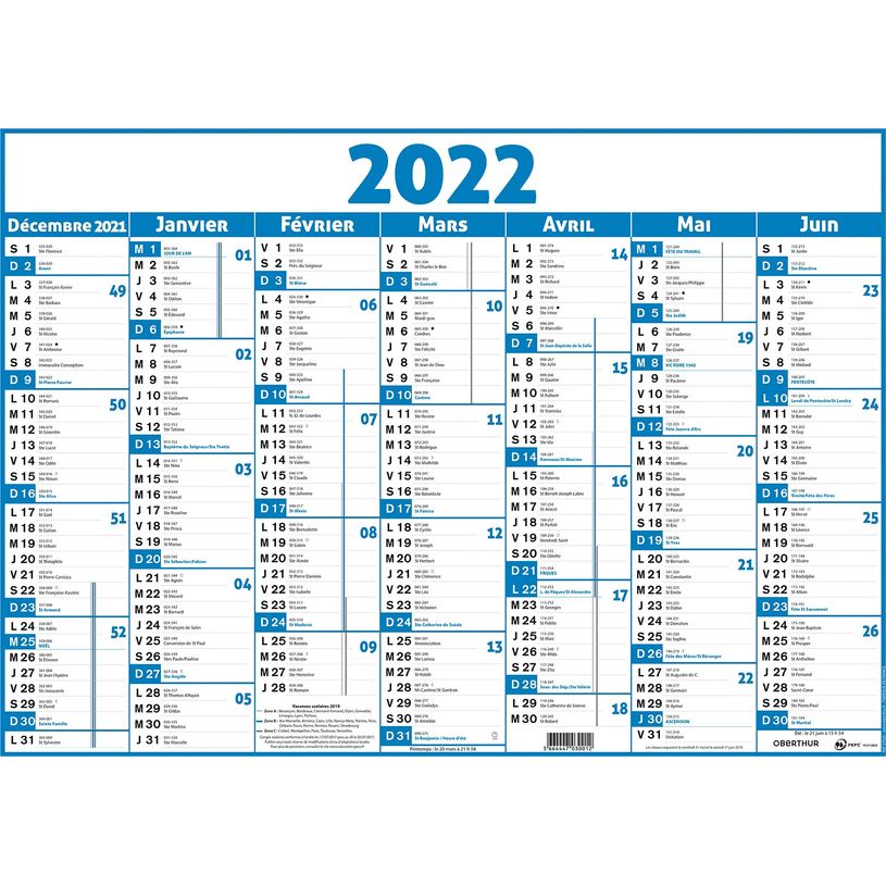 3108720430361-Oberthur Classique - Calendrier 7 mois par face - 33,5 x 43 cm - disponible dans différent-P_79151593_2-1
