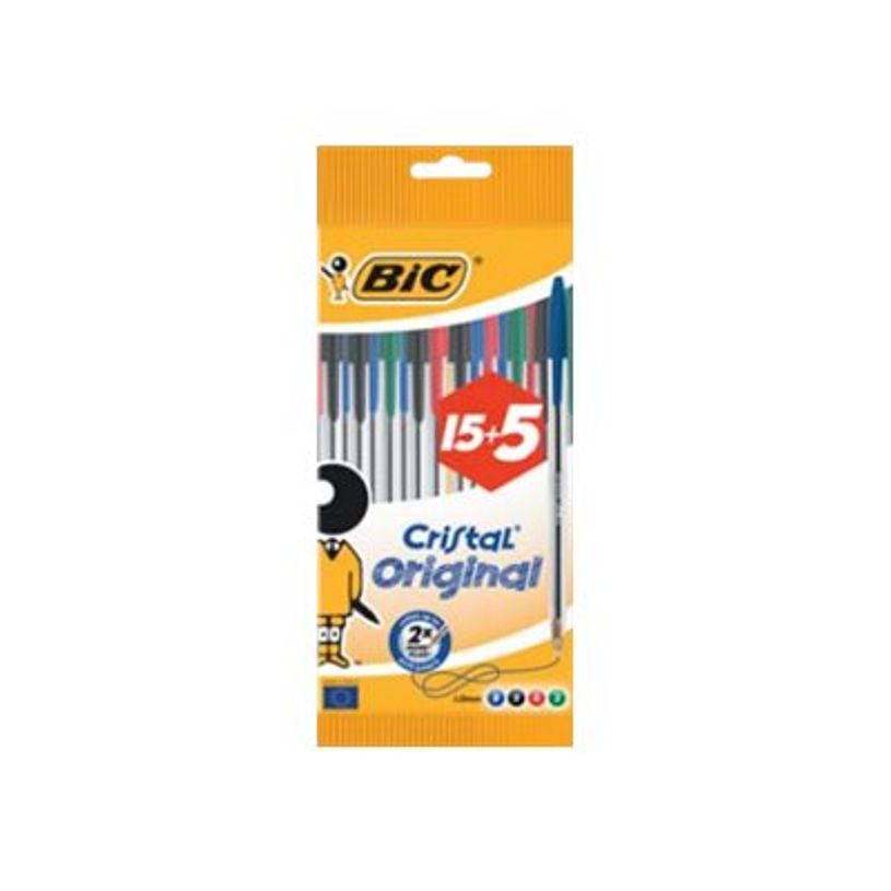 3086126774565-BIC Cristal - 20 Stylos à bille - couleurs assorties-P_79153786_1-0