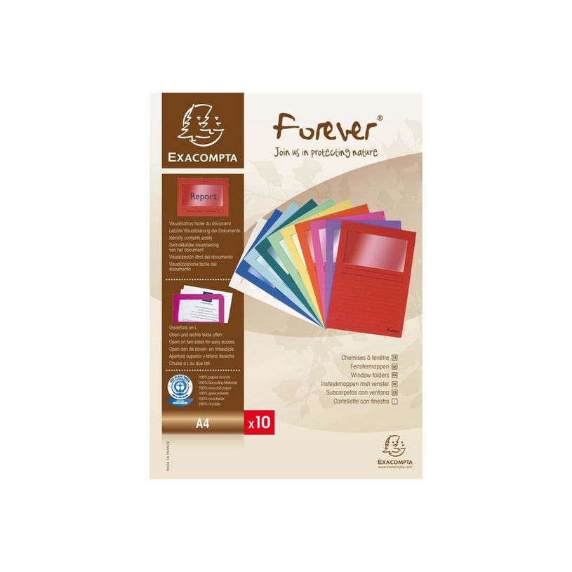 3130630502005-Exacompta Forever - 10 Chemises à fenêtre - 130 gr - couleurs assorties-P_79346084_1-3