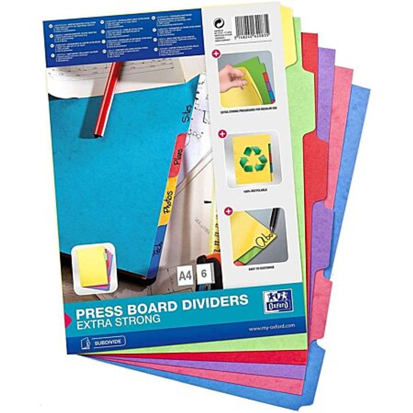 3148240620835-Oxford - Intercalaire 6 positions - A4 - carte colorée-P_79348390_2-0
