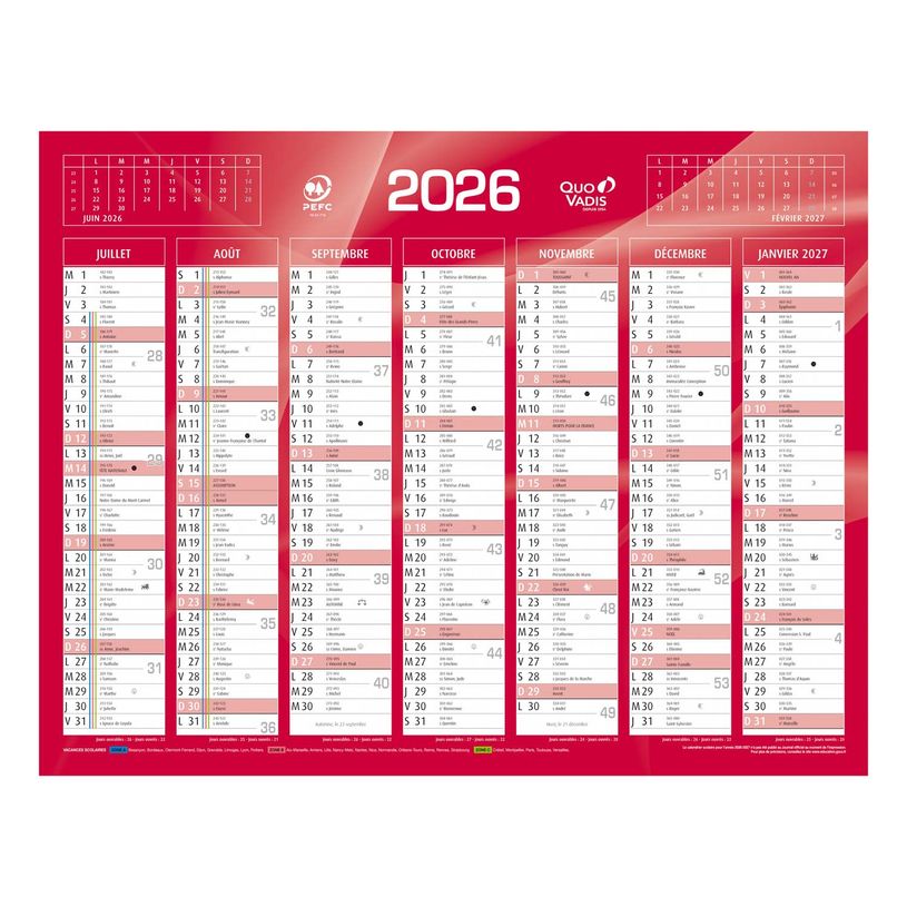 3371010307043-Quo Vadis - Calendrier bancaire 7 mois par face - 21 x 27 cm - rouge--1