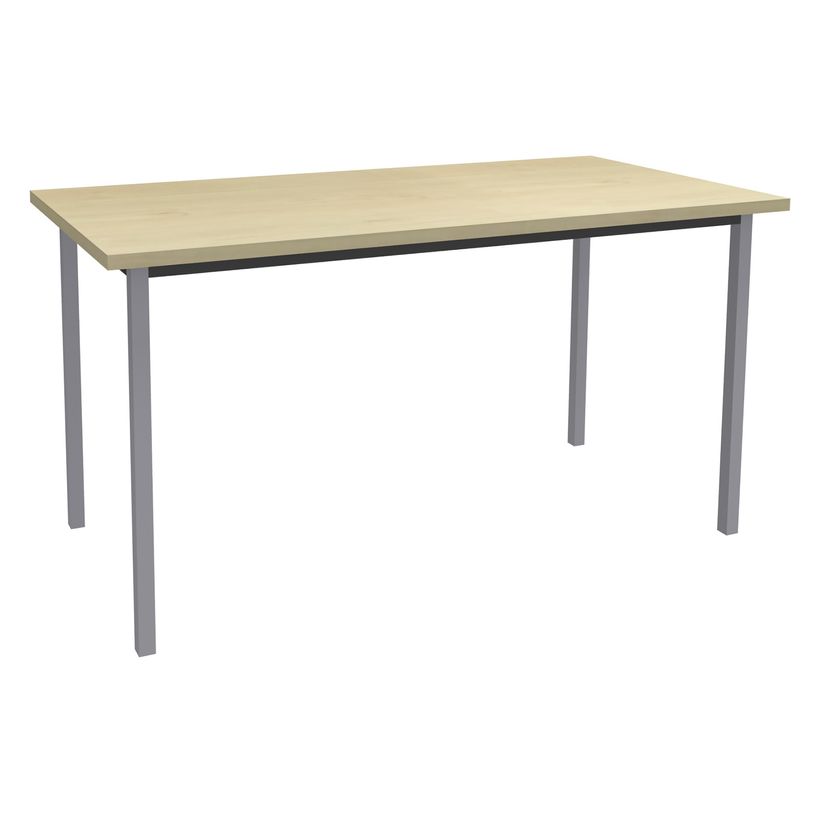3253310129740-Table de réunion Rectangulaire - 120 x 60 cm - Pieds carrés aluminium - imitation érable-P_79355295_1-0