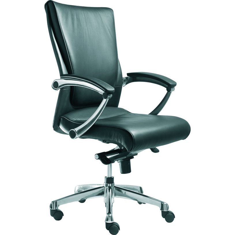 0000793561061-Fauteuil de bureau ergonomique GEORGE en cuir - Accoudoirs fixes - Noir -P_79356106_1-0