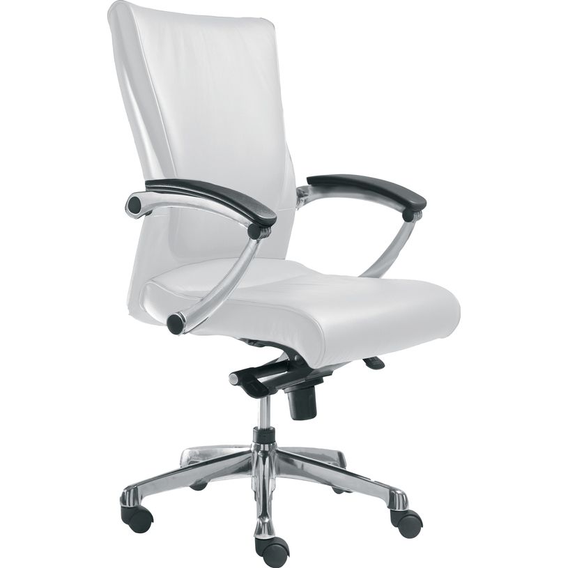 0000793561085-Fauteuil de bureau ergonomique GEORGE en cuir - Accoudoirs fixes - Blanc-P_79356108_1-0