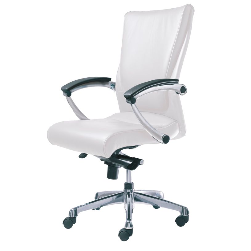 0000793561085-Fauteuil de bureau ergonomique GEORGE en cuir - Accoudoirs fixes - Blanc-P_79356108_2-1