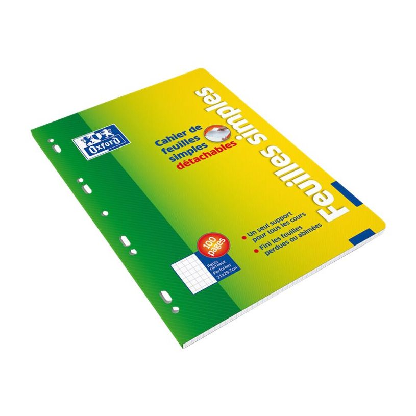 3020121072912-Oxford - Bloc de cours - feuilles simples détachables A4 - 100 pages - petits carreaux - p-P_79356959_2-1