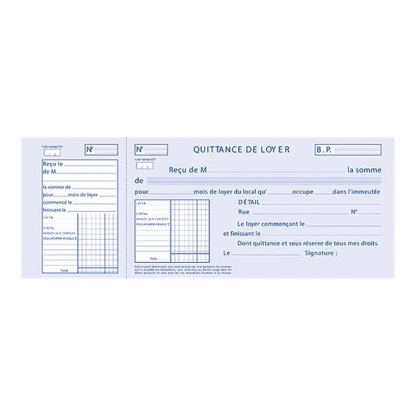 3416790001375-ELVE - Carnet à souche quittances de loyer - 50 feuillets - 10 x 27 cm-P_79362489_2-1