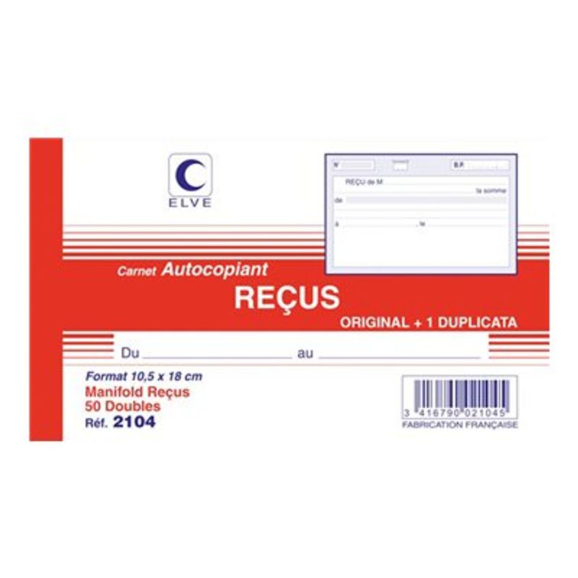 3416790021045-ELVE - Manifold Carnet de reçus - 50 dupli - 10,5 x 18 cm-P_79362512_1-0