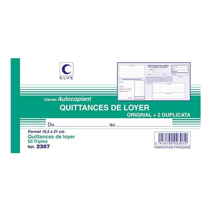 3416790023070-ELVE - Manifold Carnet de quittances de loyer - 50 tripli - 10,5 x 21 cm-P_79362525_1-0