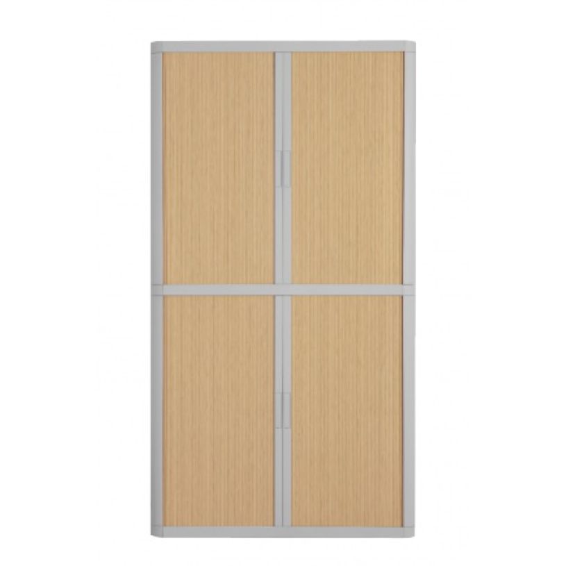 3660141930382-Armoire haute à rideaux EASY OFFICE - 110 x 204 x 41,5 cm - Corps et poignée gris - Ridea-P_79362598_1-0