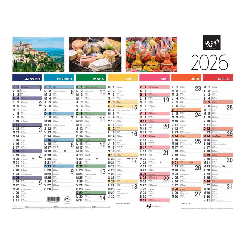 3371017523620-Quo Vadis - Calendrier Fantaisie 7 mois par face - 43 x 33,5 cm - Tradition--0