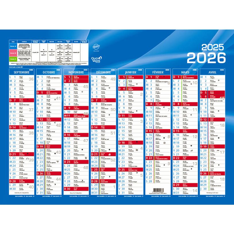 3371017524658-Calendrier de banque Septembre à Décembre - 55 x 40,5 cm - bleu - Quo Vadis-P_79364666_1-0