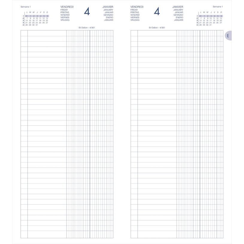 3147281105165-Lecas - Agenda Banquier Long - 1er prix - 2nd volume - 15x34 cm - 768P - 1 jour/2 pages - noir--1