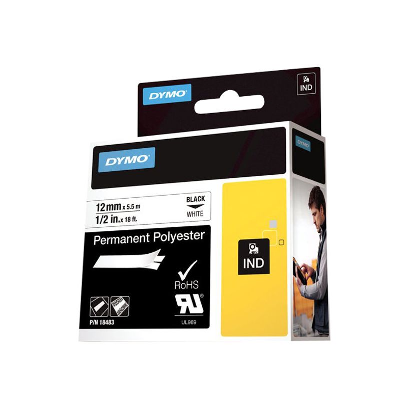 071701184832-Dymo - Ruban d'étiquettes polyester auto-adhésives - (12 mm x 3,5 m) - fond blanc écritur-P_79374709_2-6
