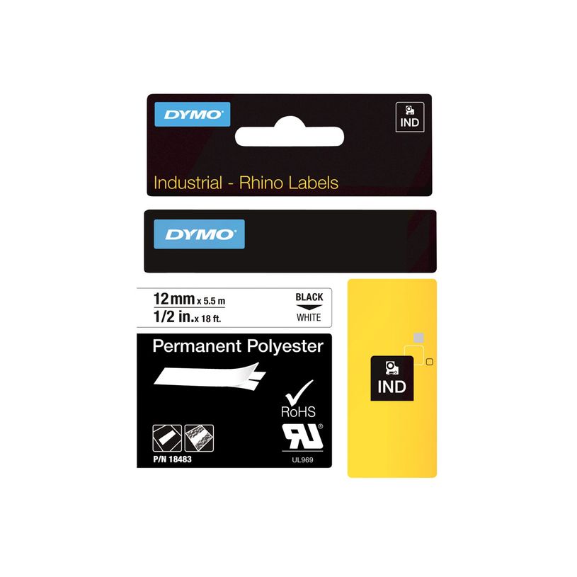 071701184832-Dymo - Ruban d'étiquettes polyester auto-adhésives - (12 mm x 3,5 m) - fond blanc écritur-P_79374709_8-0