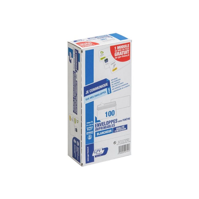 2012348118338-GPV - 100 Enveloppes DL 110 x 220 mm - 80 gr - blanc - sans fenêtre - bande adhésive-P_79376033_1-0