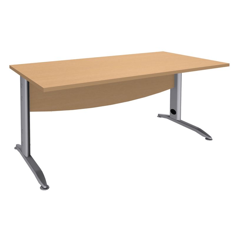 2012348122892-Bureau droit IDRA - L160 cm - Pieds alu - Plateau imitation Hêtre-P_79377011_1-0