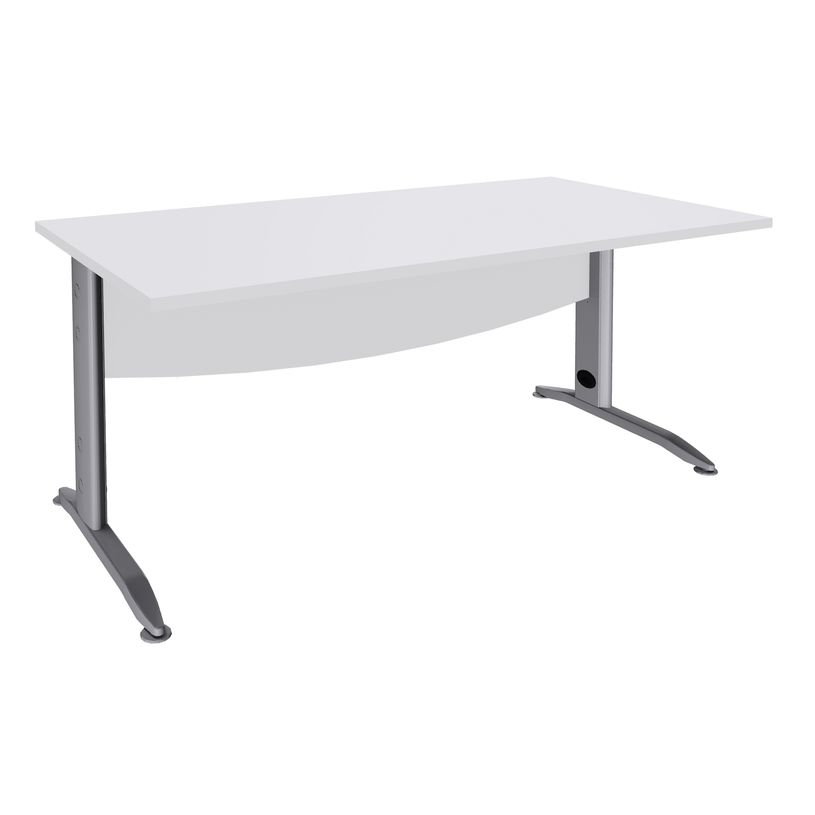 2012348122915-Bureau droit IDRA - L160 cm - Pieds alu - plateau Blanc perle-P_79377013_1-0