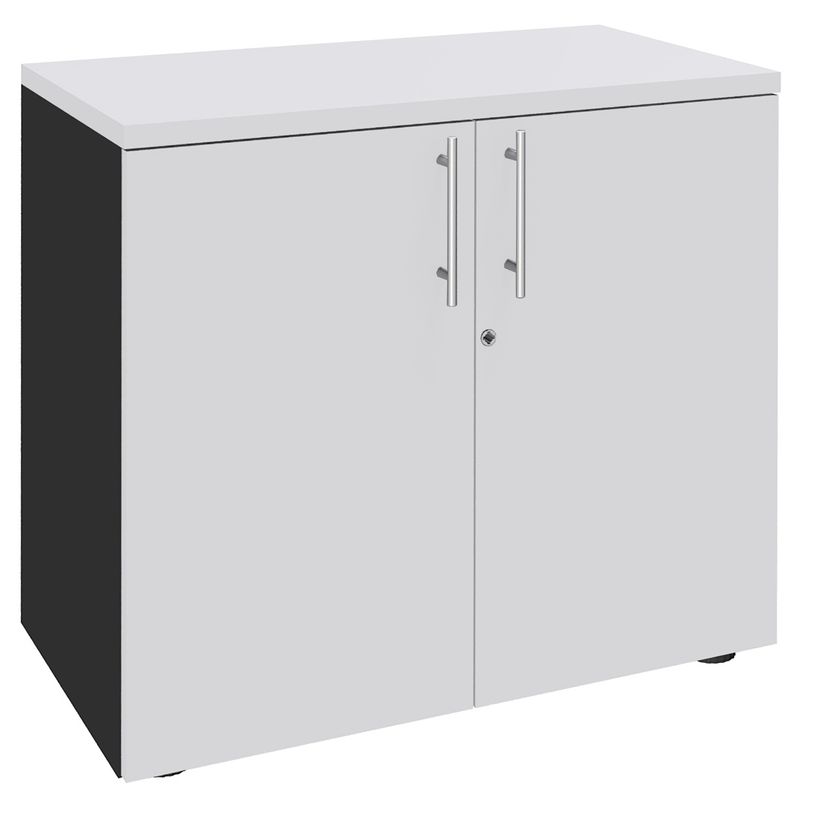3253310174535-Armoire basse IDRA/DUAL - H72 x L80 x P47 - 2 portes - Corps anthracite - Dessus et portes -P_79377109_1-0