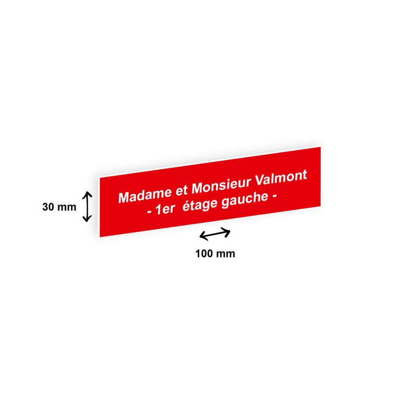 3459590647848-Plaque boîte à lettres personnalisée avec votre texte - 100 x 30 mm - rouge - adhésivé-P_79384140_2-1