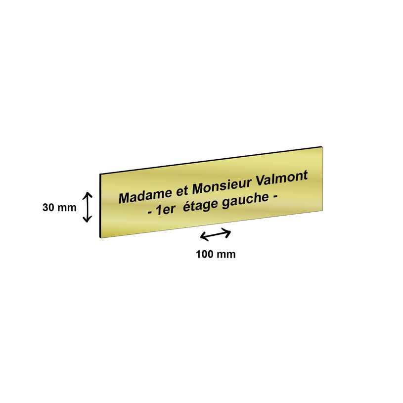 3459590648166-Plaque boîte à lettres personnalisée avec votre texte - 100 x 30 mm - dorée - adhésiv