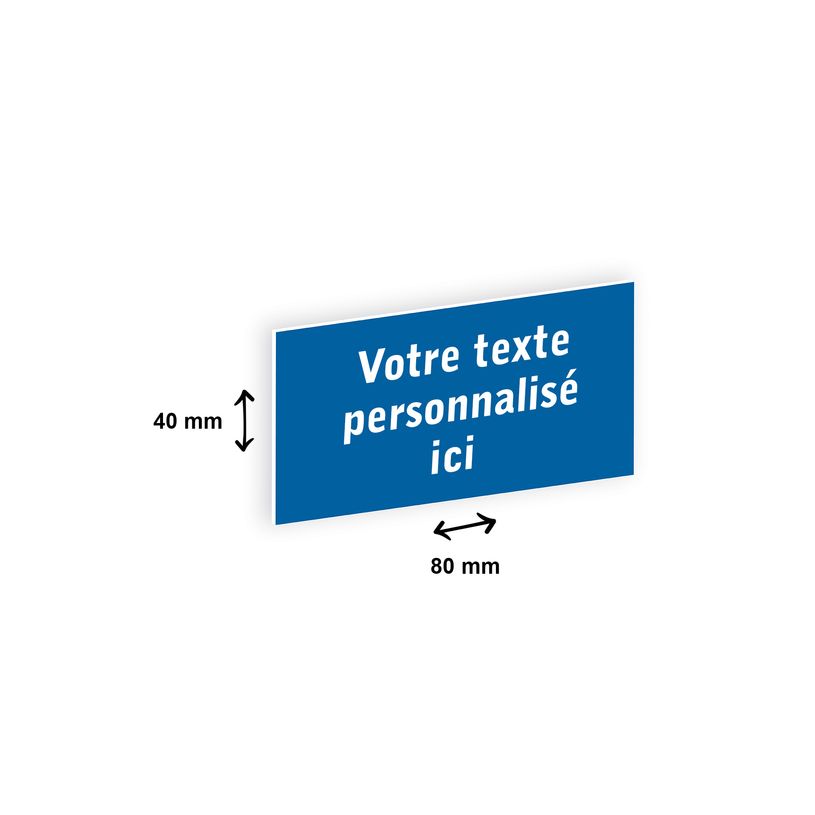 2012348178080-Plaque personnalisée avec votre texte - 80 x 40 mm - bleue - adhésivée prête à poser-P_79384173_1-0