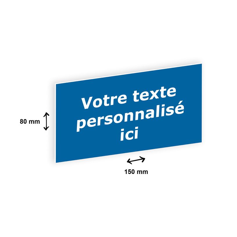 2012348178400-Plaque personnalisée avec votre texte - 150 x 80 mm - bleue - adhésivée prête à poser-P_79384189_1-0